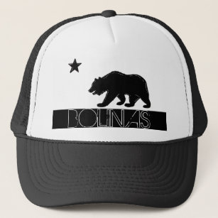 Bolinas California black white bear flag hat