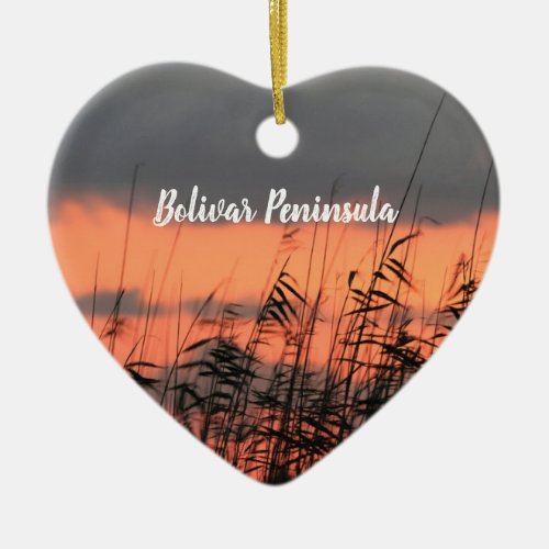 Bolivar Peninsula Texas Beach Sunset Ceramic Ornament