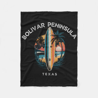 Bolivar Peninsula Texas Men Women Surfing Fleece Blanket