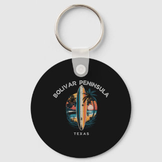 Bolivar Peninsula Texas Men Women Surfing Keychain