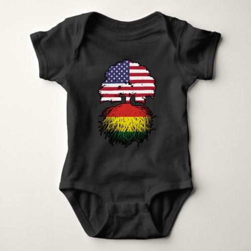 Bolivia Bolivian American USA Tree Roots Flag Baby Bodysuit