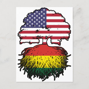 Bolivia Bolivian American USA Tree Roots Flag Postcard