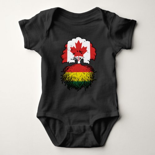 Bolivia Bolivian Canadian Canada Tree Roots Flag Baby Bodysuit