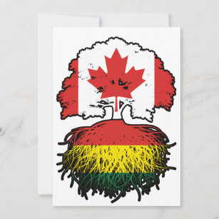 Bolivia Bolivian Canadian Canada Tree Roots Flag Invitation