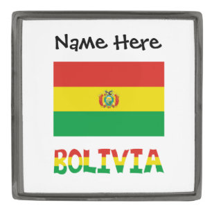 Bolivia Bolivian Flag Personalized  Gunmetal Finish Lapel Pin