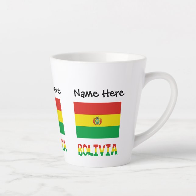 Bolivia Bolivian Flag Personalized  Latte Mug (Right)