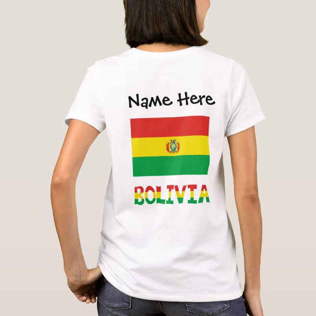 Bolivia Bolivian Flag Personalized Name Women's  T-Shirt (Back)
