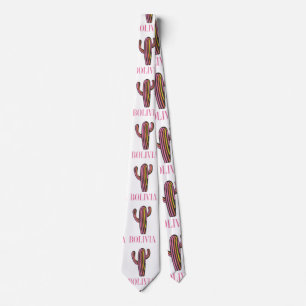Bolivia cactus travel poster postcard keychain neck tie