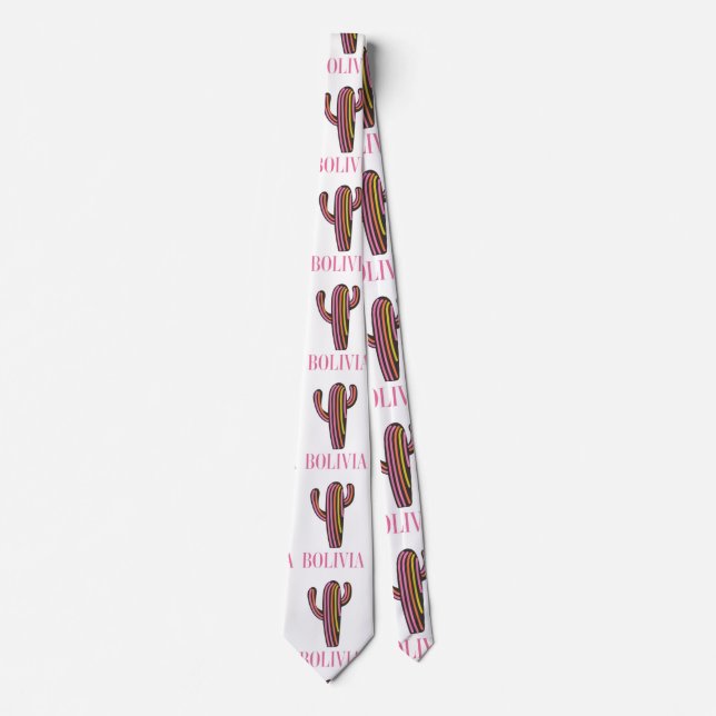 Bolivia cactus travel poster postcard keychain neck tie (Front)