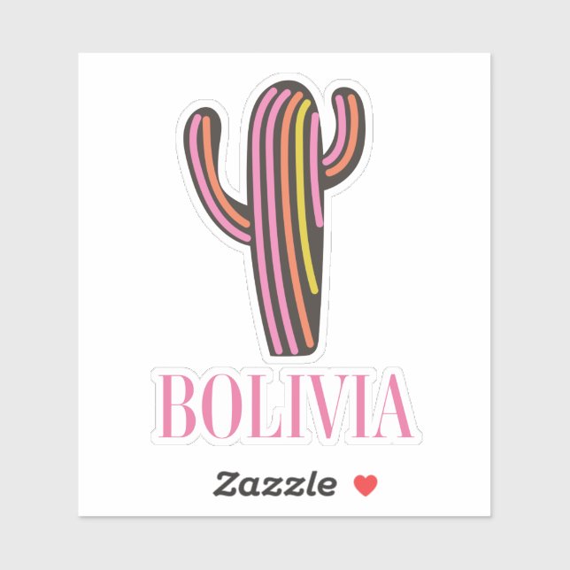 Bolivia cactus travel poster sticker (Sheet)