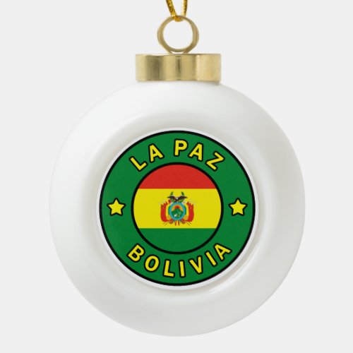 Bolivia Ceramic Ball Christmas Ornament