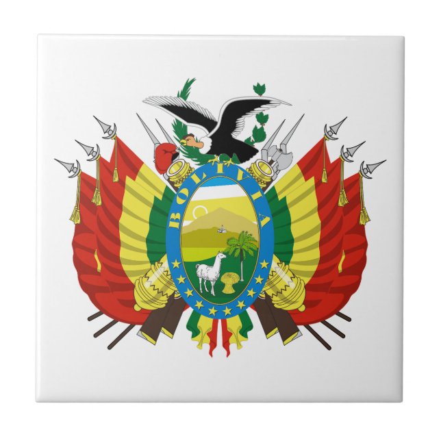 Bolivia country coat arms symbol emblem flag ceramic tile (Front)