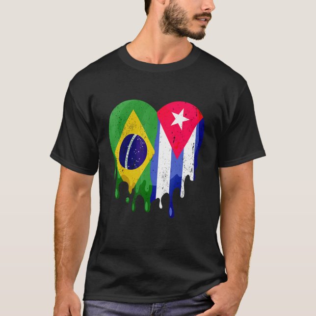 Bolivia Cuba Flag Heart Citizen Grown Patriot Coun T-Shirt (Front)