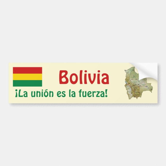Bolivia Flag and Map Bumper Sticker (Front)