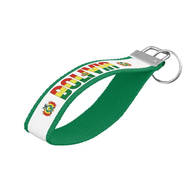 Bolivia Flag Charming Patriotic Wrist Keychain (Angled Up)