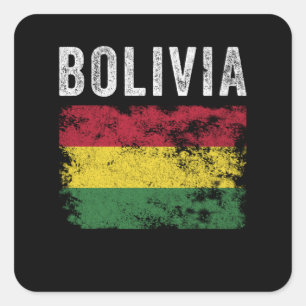 Bolivia Flag Distressed - Bolivian Flag Square Sticker