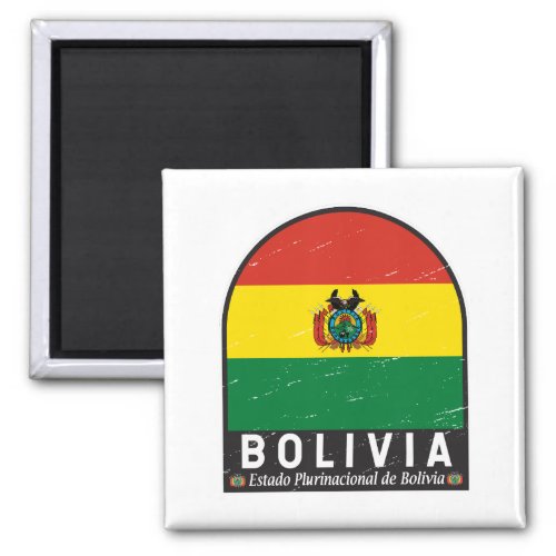 Bolivia Flag Emblem Distressed Vintage Magnet