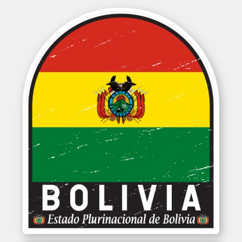 Bolivia Flag Emblem Distressed Vintage Sticker