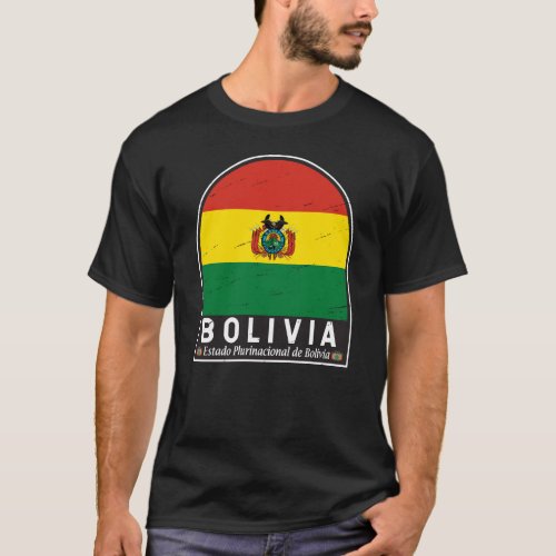 Bolivia Flag Emblem Distressed Vintage T_Shirt