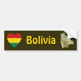 Bolivia Flag Heart + Map Bumper Sticker