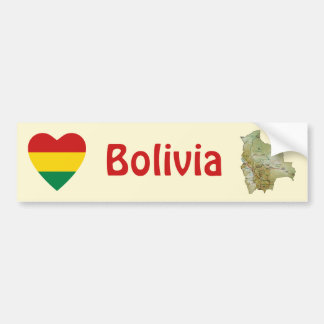 Bolivia Flag Heart + Map Bumper Sticker