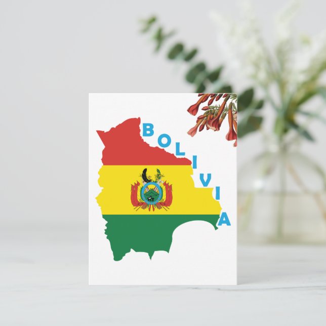 Bolivia Flag In The Country Map Holiday Card (Standing Front)