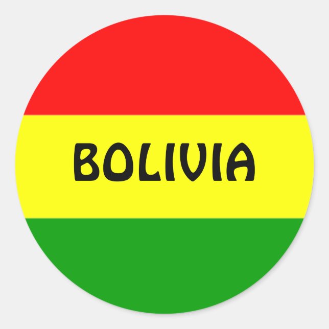 Bolivia flag, labeled. classic round sticker (Front)