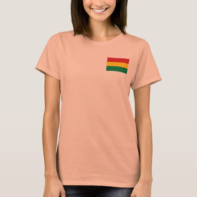 Bolivia Flag + Map T-Shirt (Front)