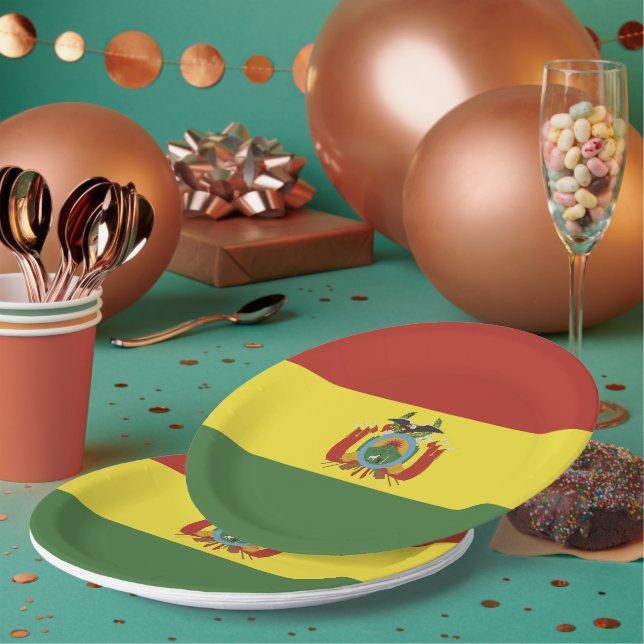 Bolivia flag paper plates (Multi)