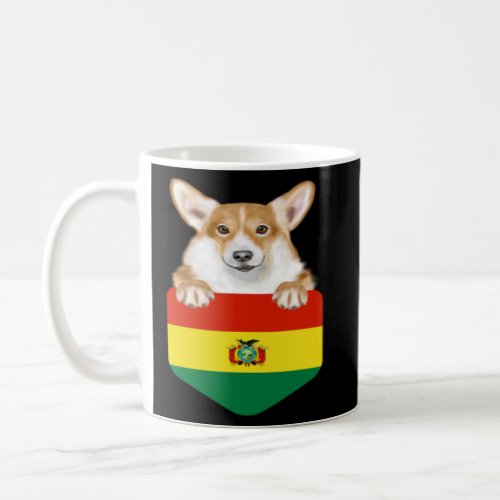 Bolivia Flag Pembroke Welsh Corgi Dog In Pocket  Coffee Mug