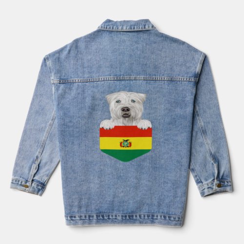 Bolivia Flag Soft Coated Wheaten Terrier Dog In Po Denim Jacket