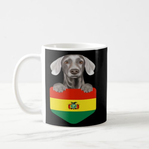 Bolivia Flag Weimaraner Dog In Pocket  Coffee Mug