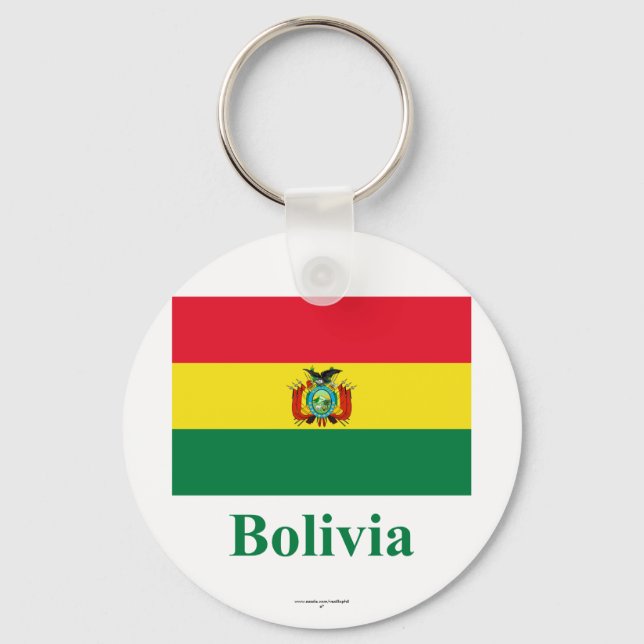 Bolivia Flag with Name Keychain (Front)