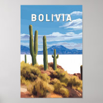 Bolivia Illustration Travel Art Vintage