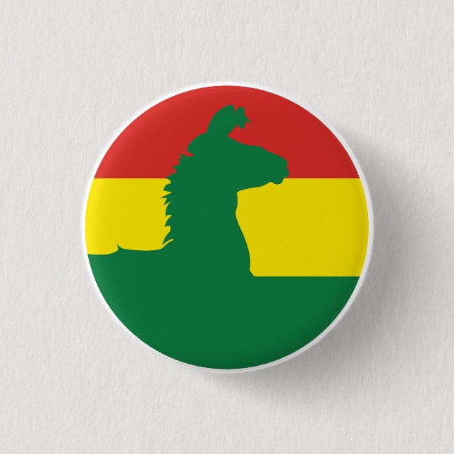 Bolivia Llama Alpaca Bolivian National Animal Flag Button (Front)