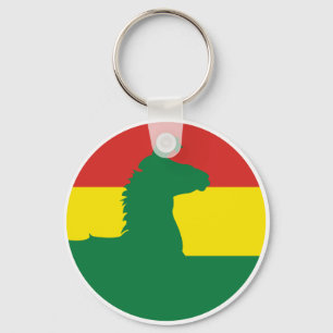 Bolivia Llama Alpaca Bolivian National Animal Flag Keychain