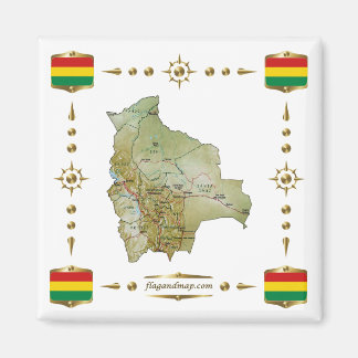 Bolivia Map + Flags Magnet
