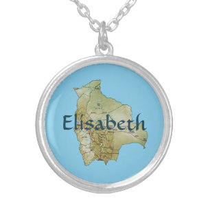 Bolivia Map + Name Necklace