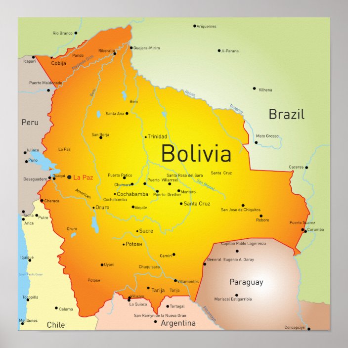 Bolivia Map Poster | Zazzle.com