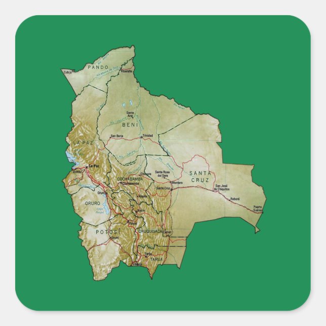 Bolivia Map Sticker (Front)