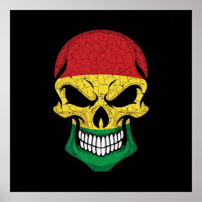 Bolivia Smiling Skull Flag Poster (Front)