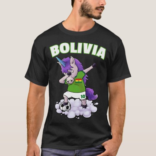 Bolivia Soccer Unicorn Dabbing Bolivian Futbol Foo T_Shirt