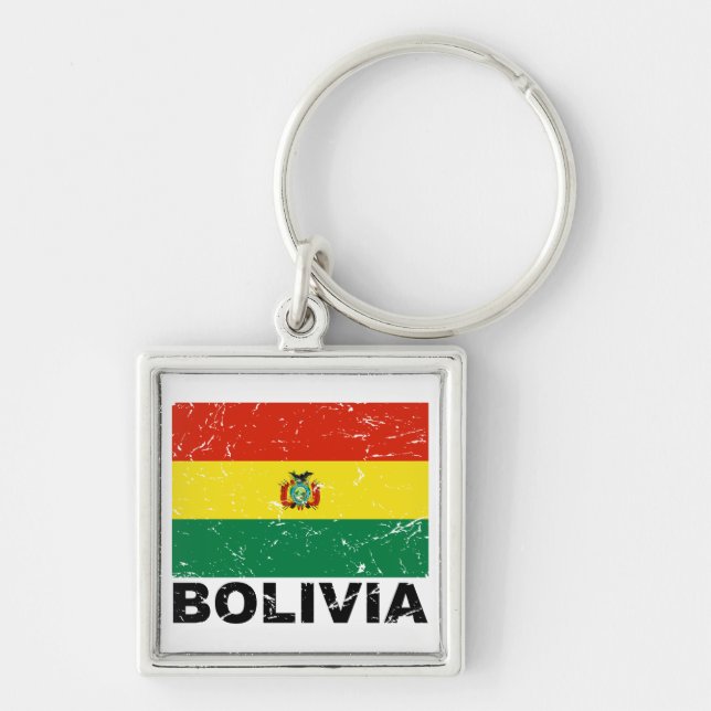 Bolivia Vintage Flag Keychain (Front)