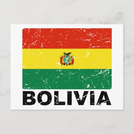 Bolivia Vintage Flag Postcard