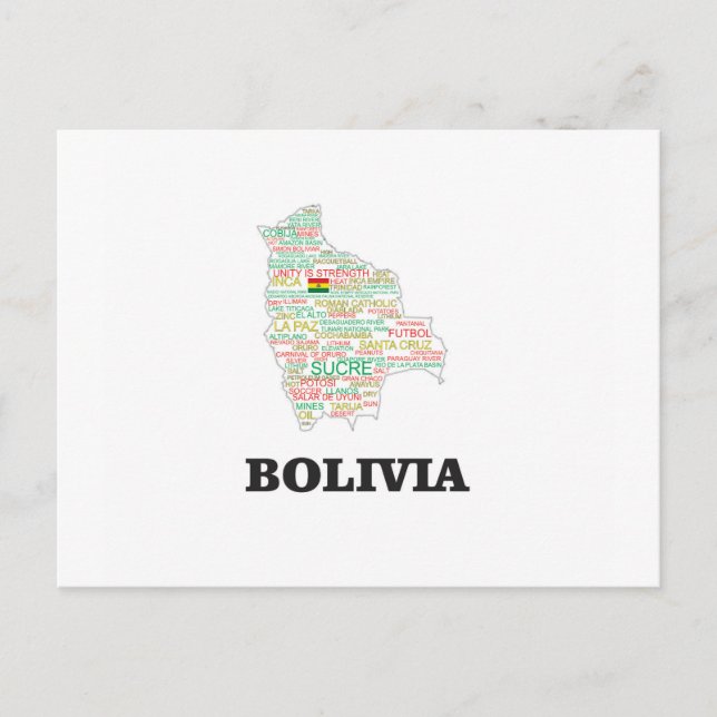 BOLIVIA WORD COLLAGE POSTCARD (Front)