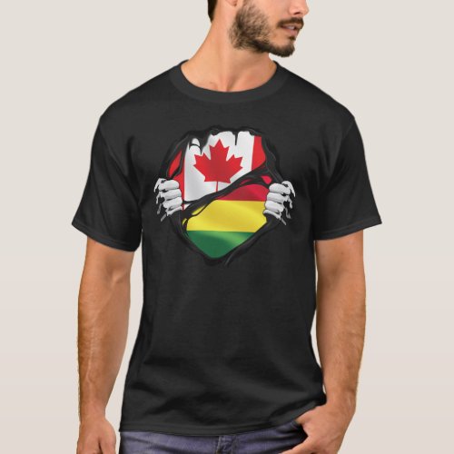 Bolivian Canadian Hands Ripped Roots Flag T_Shirt