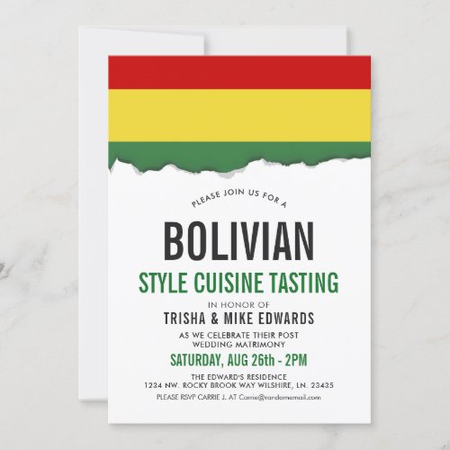 Bolivian Cuisine  Party Flag White Invite