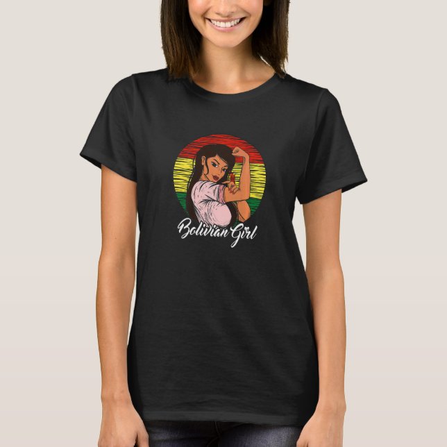 Bolivian Flag Bolivia Bolivian Girl   T-Shirt (Front)