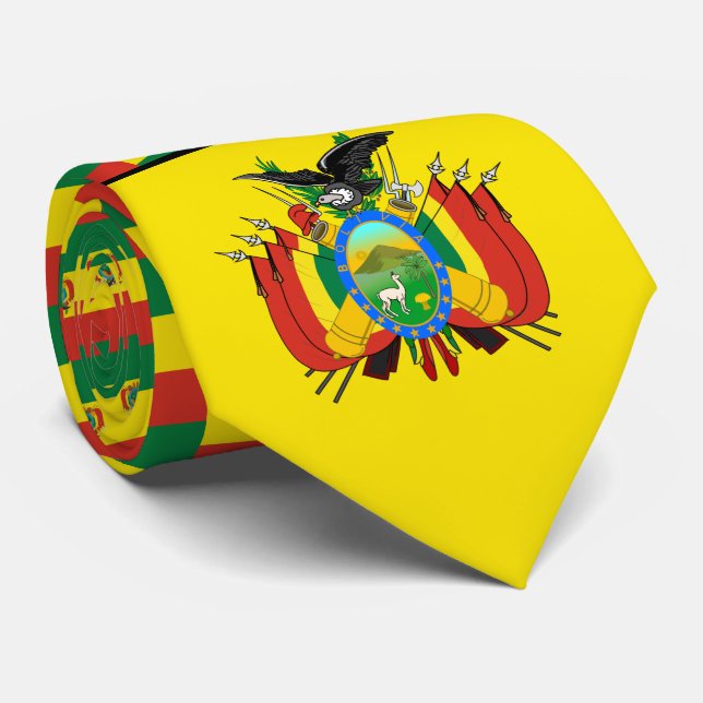 Bolivian Flag & Coat of Arms, Flag of Bolivia Neck Tie (Rolled)