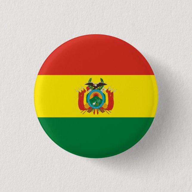 Bolivian Flag, Flag of Bolivia Button (Front)